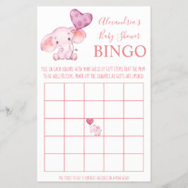 Bingo Baby Elephant Baby Shower-spelkort Flygblad