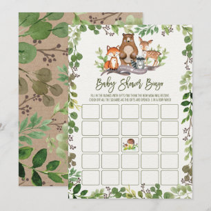 Bingo Baby Shower Game Card för botaniskt träslag Inbjudningar