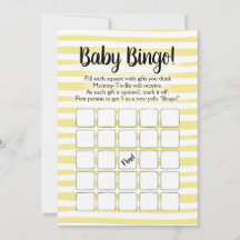 Bingo Baby Shower Game Gult White
