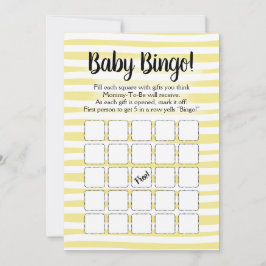 Bingo Baby Shower Game Gult White Inbjudningar
