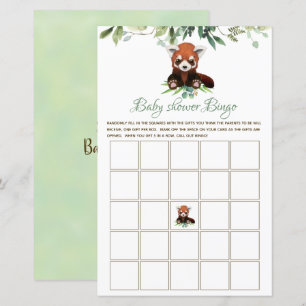 Bingo Baby Shower Game Red Panda Bear Budget