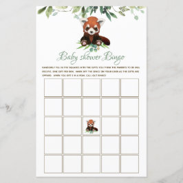 Bingo Baby Shower Lek Könsneutral Röd Panda