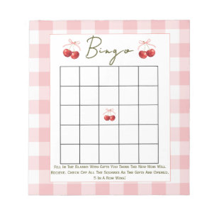 Bingo baby shower-spel Cherry Sweet Anteckningsblock