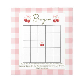 Bingo baby shower-spel Cherry Sweet Anteckningsblock