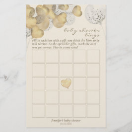 Bingo Baby Shower Spel Fest Guld Ballonger