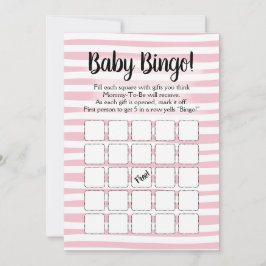 Bingo Baby Shower-spel Rosa Vitt Inbjudningar