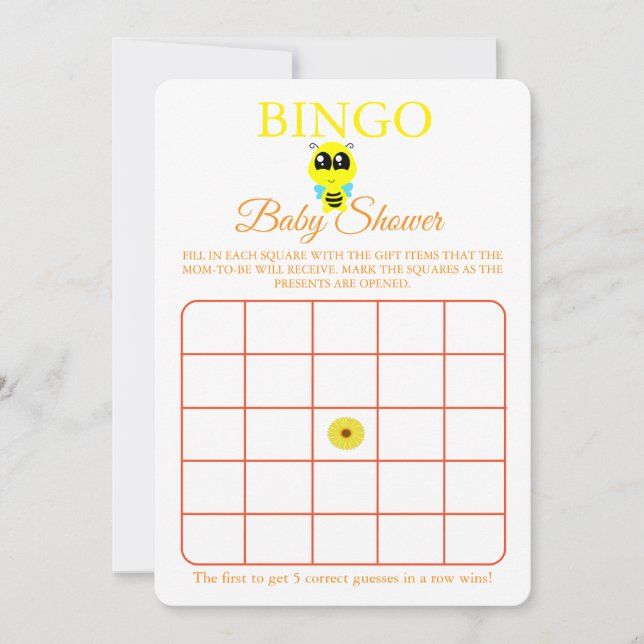 Bingo, babyskor med spelkort, Baby-bi Inbjudningar (Framsida)