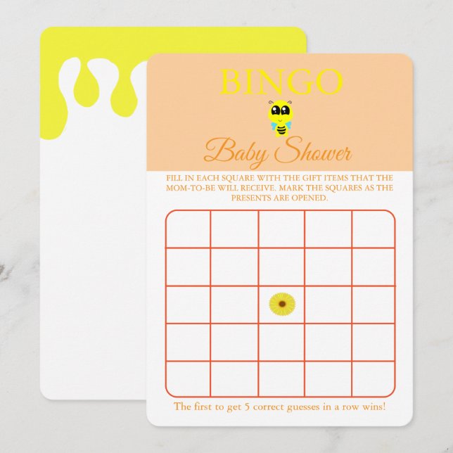 Bingo, babyskor med spelkort, Baby-bi Inbjudningar (Fram/baksida)