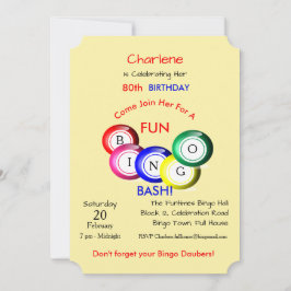 Bingo Bash Theme Roligt Färgfull Party Inbjudan