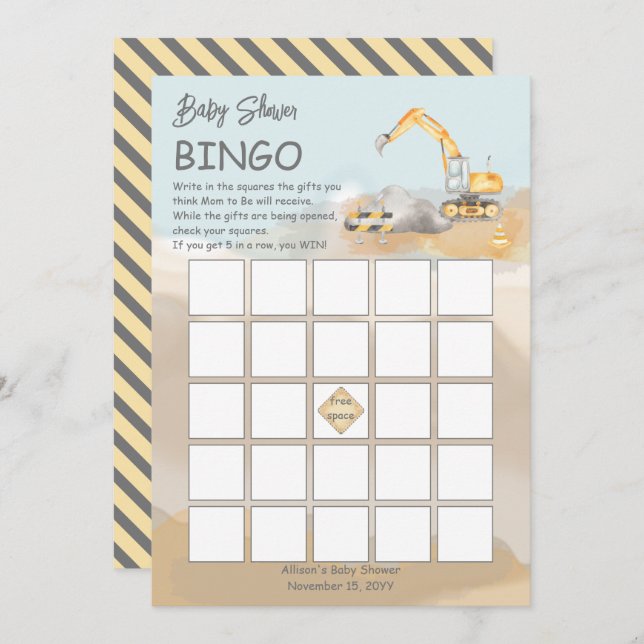 Bingo Bingo, bingo, pojkvän Inbjudningar (Fram/baksida)