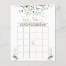 Bingo Bingo Eucalyptus Baby Shower Bingo Baby