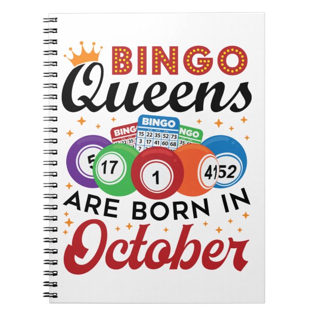 Bingo Birthday Bingo Queens är född i oktober Anteckningsbok (Framsidan)