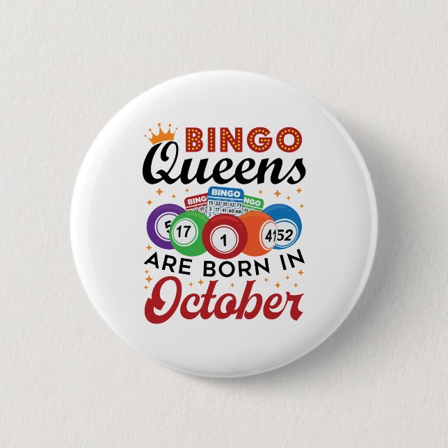 Bingo Birthday Bingo Queens är född i oktober Knapp (Framsida)
