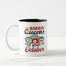 Bingo Birthday Bingo Queens är född i oktober Två-Tonad Mugg
