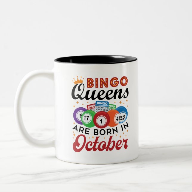Bingo Birthday Bingo Queens är född i oktober Två-Tonad Mugg (Vänster)