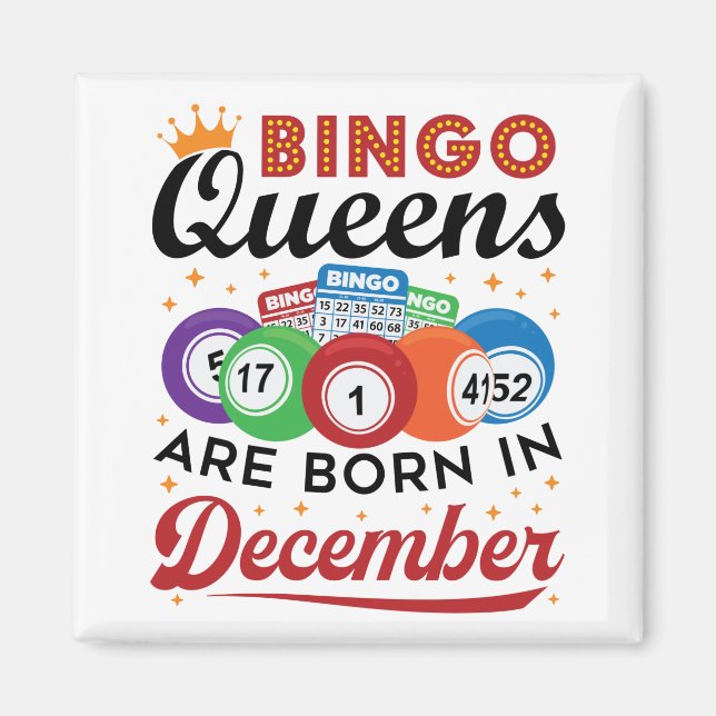 Bingo Birthday Bingo Queens föds i december Magnet (Framsidan)