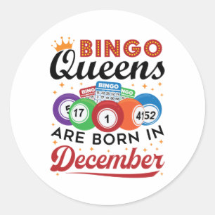 Bingo Birthday Bingo Queens föds i december Runt Klistermärke