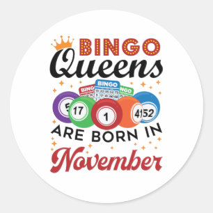 Bingo Birthday Women November Runt Klistermärke