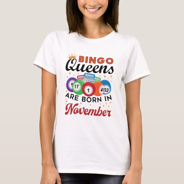 Bingo Birthday Women November T Shirt (Framsida)