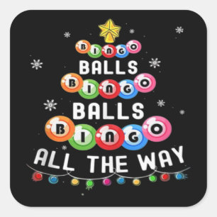 Bingo Bollar Bingo Hele Vägen Fyrkantigt Klistermärke