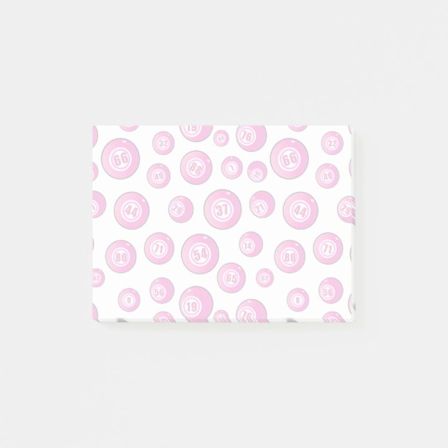 Bingo Bollar Rosa och vit Novelty Post-it Block (Framsida)