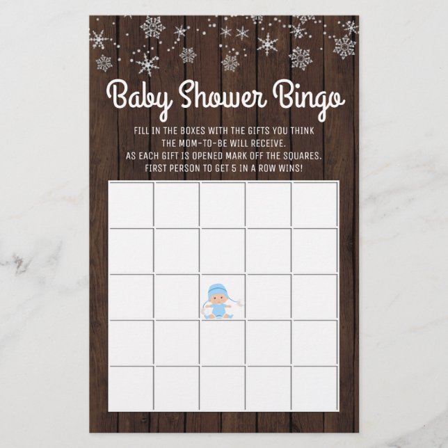 Bingo Boy Rustic Snowflake Bingo Cards (Framsida)