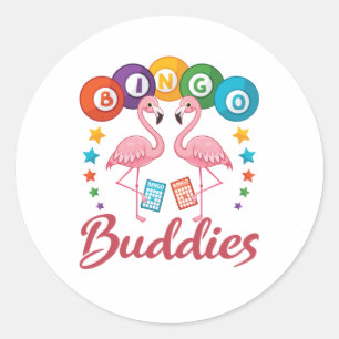 Bingo Buddies Player Flamingo Runt Klistermärke