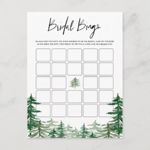Bingo Card för Möhippa av vattenfärgsskog Inbjudan Vykort
