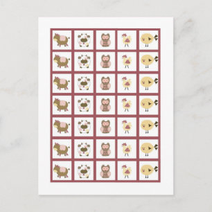 Bingo Card Markers Abby's Farm Rosa Girly Barn Vykort