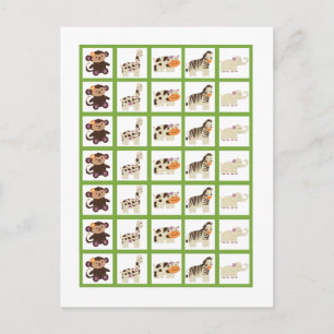 Bingo Card Markers Jacana Lila Animals Vykort