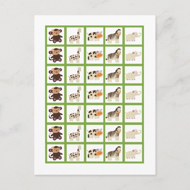 Bingo Card Markers Jacana Lila Animals Vykort (Framsida)