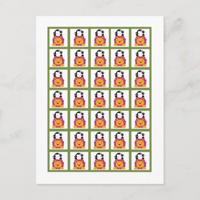 Bingo Card Markers Sweet Safari Vykort (Framsida)