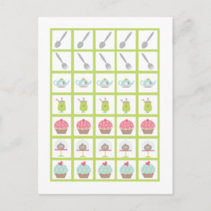 Bingo Card Markers Tea Party Rosa Pastel Flowers Vykort