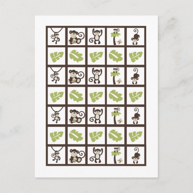 Bingo Card-markörer, enkeltidszoo djur Vykort (Framsida)