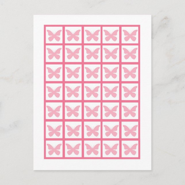Bingo Card-markörer Girly Butterfly Zebra tryck Vykort (Framsida)