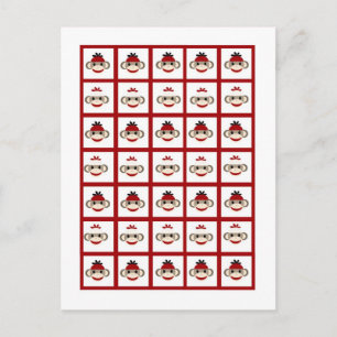 Bingo Card-markörer Red Sock monkey Vykort