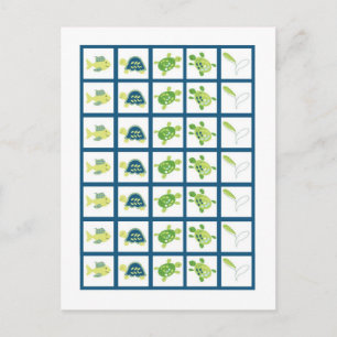 Bingo Card-markörer Turtle Reef Ocean Sea Turtle Vykort