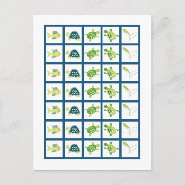 Bingo Card-markörer Turtle Reef Ocean Sea Turtle Vykort (Framsida)