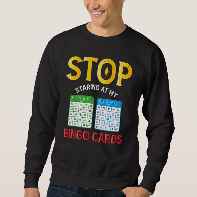 Bingo Cards Player Humor Lucky Game Sarcasm Appare Lång Ärmad Tröja (Framsida)