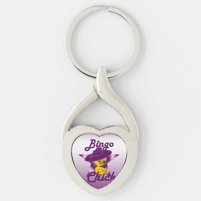 Bingo Chick #9 Twisted Heart Silverfärgad Nyckelring (Framsidan)