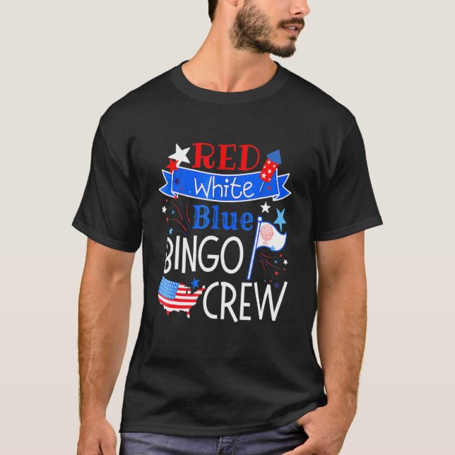 Bingo Crew Rött vitt blått American Patriotic Four T Shirt (Framsida)