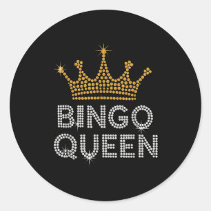 Bingo Drottning Bingo Spelare Spel Fest Roligt Kvi Runt Klistermärke