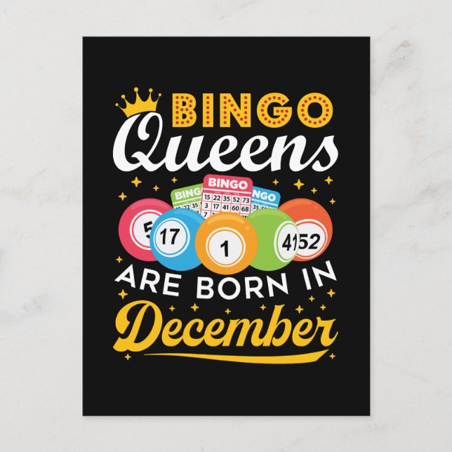 Bingo Drottningar Föds i December Födelsedag Kvinn Vykort (Framsida)