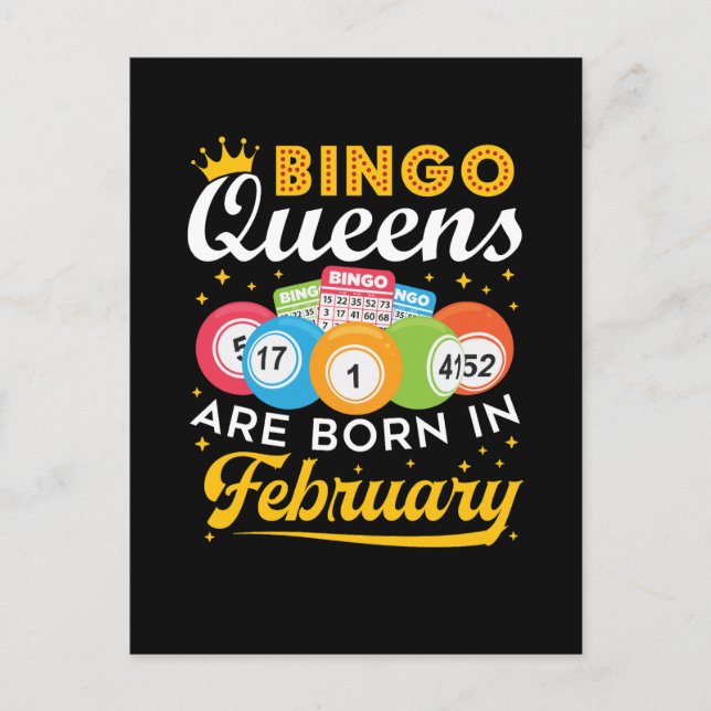 Bingo Drottningar Föds i Februari Födelsedag  Vykort (Framsida)