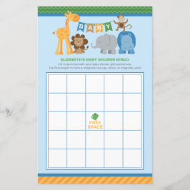 Bingo, färgat, blått jungeldjur Pojke Shower Bingo