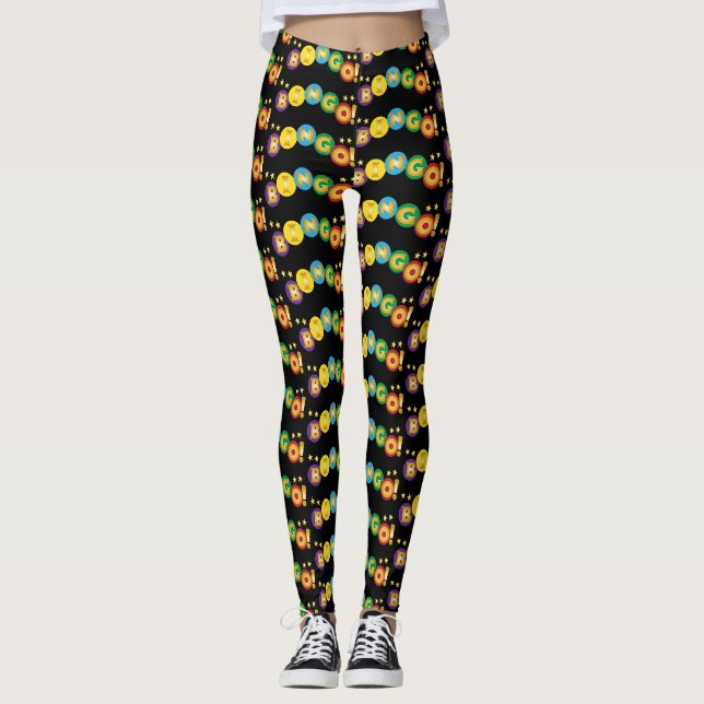 Bingo Färgglad Cirkel med Guld Bokstäver Leggings (Framsida)