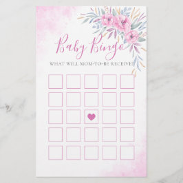 Bingo Flowers Watercolor Rosa för babyskor