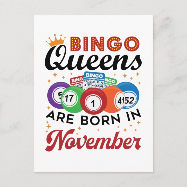 Bingo Födelsedag Kvinnor November Vykort (Framsida)