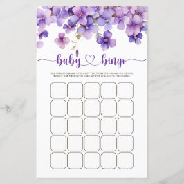 Bingo för barn i vår med ömtåliga violetta blommor