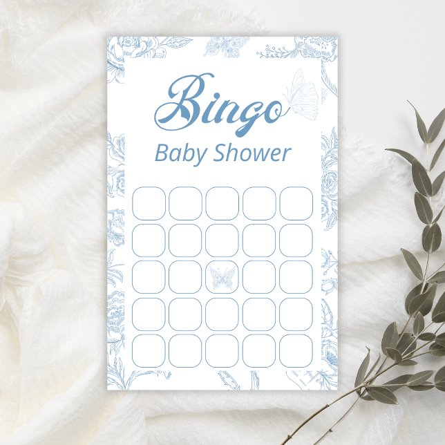 Bingo för Blommigt för babyskor med blå fjäril (Skapare uppladdad)